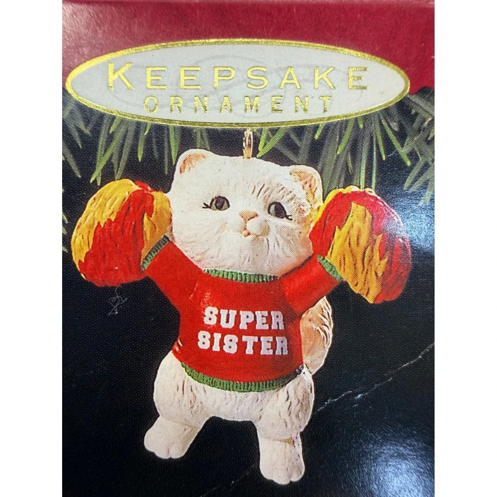 Hallmark Keepsake Ornament 1993 Super Sister Cheerleader Cat Kitten QX554-5 Box